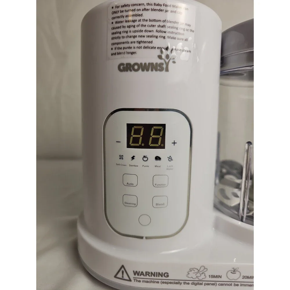 Growns Baby Food Maker Steamer Blender Food Processor White Never used